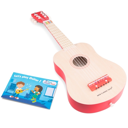 Nuevo Classic Toys Guitarra de Luxe en Blanco con Rojo