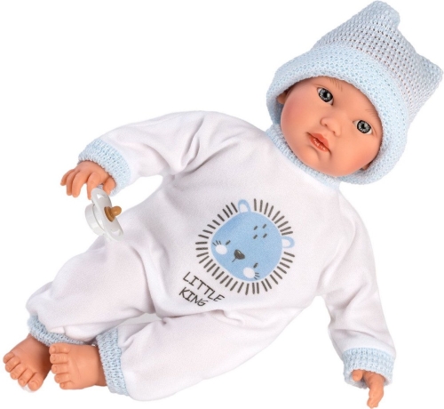 Llorens Mini Baby Doll Cuquito Azul en blanco con sonido 30 cm