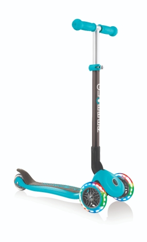 2nd Chance - Globber Primo Step plegable de 3 ruedas Pastel Teal con luces 