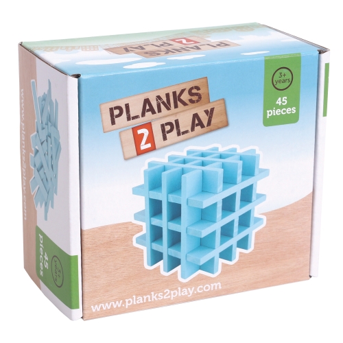 Planks2Play Tablones de madera 45 piezas azul claro