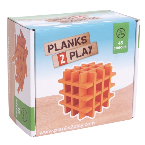 Planks2Play Tablones de madera 45 piezas Naranja