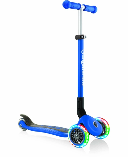 Globber Primo Step plegable de 3 ruedas Azul con luces