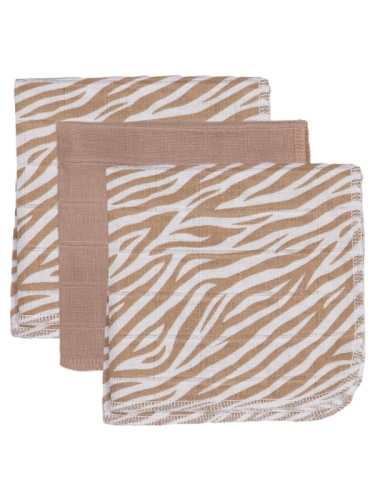 Blush &amp; Blossom - Toallitas bucales de muselina - Paquete de 3 Cebra 