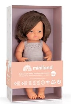 Muñeca Miniland Baby pelo castaño 38 cm