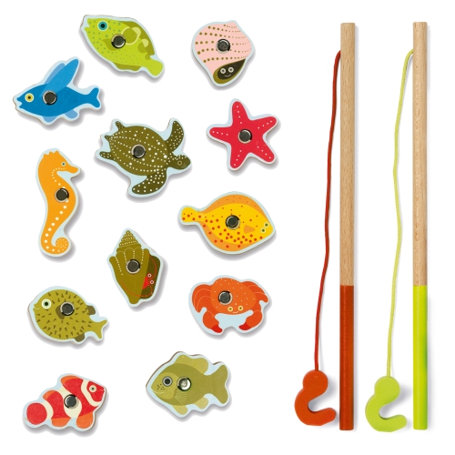 Djeco Juego de pesca magnético peces tropicales