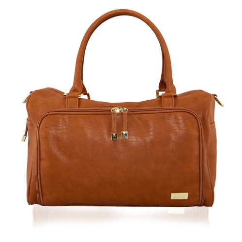 Isoki bolsa de cuidado / bolsa de pañales Doble cremallera Satchel Amber Tan