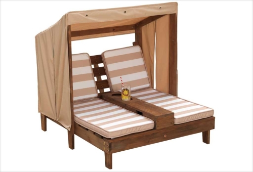 Kidkraft 2 personas Silla para exteriores con portavasos marrón blanco