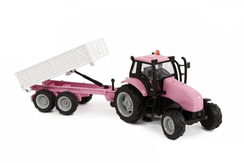 Kids Globe Tractor con remolque rosa