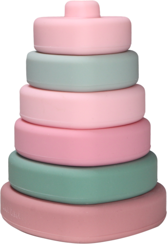 Label Label Torre de apilamiento de corazón rosa