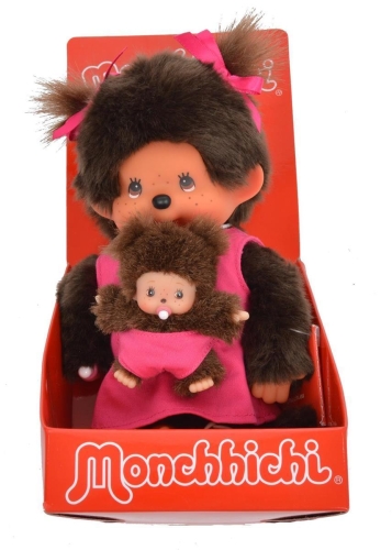 Madre de Monchichi con bebé rosa