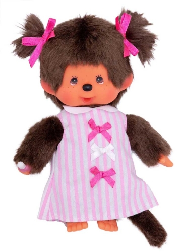 Vestido Monchichi de 20 cm con cinta rosa para niña