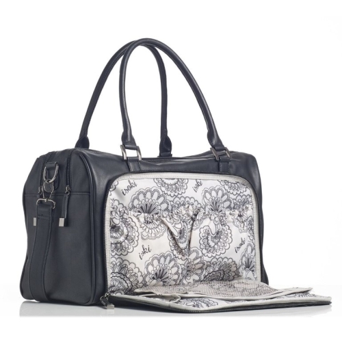 Bolsa de guardería/pañalera Isoki Double Zip Quilted Black