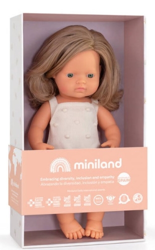 Miniland Muñeca bebé Pelo rubio 38 cm 