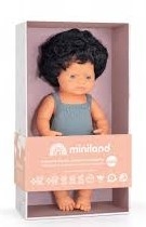Miniland Muñeca bebé pelo negro rizado 38 cm