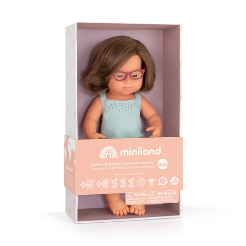 Miniland Muñeca bebé europea con síndrome de Down 38 cm
