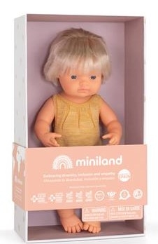 Miniland Muñeca bebé europea con audífono 38 cm