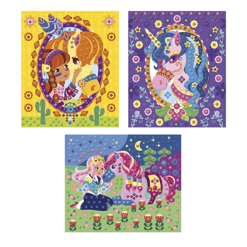 Janod Atelier Pegatinas de espuma mosaico caballos y unicornios