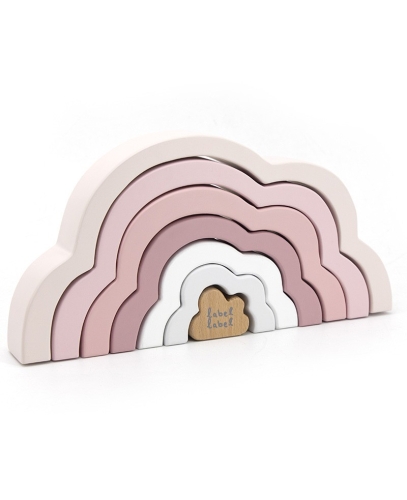 Label Label arco iris rompecabezas nube rosa