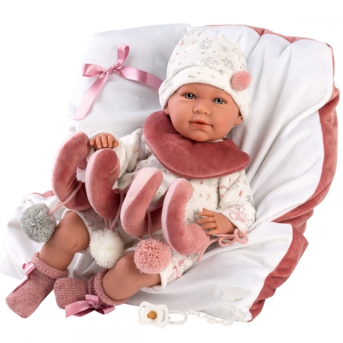 Llorens Muñeca Llorona Mimi Rosa con Almohada, Juguete y Sonido 42 cm