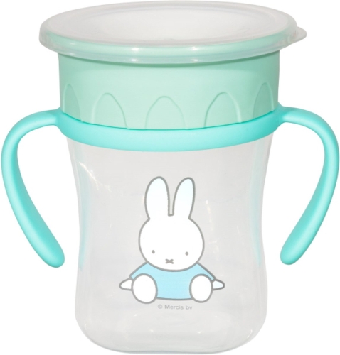 Vaso antifugas Miffy 360 ° con asas 250ml menta