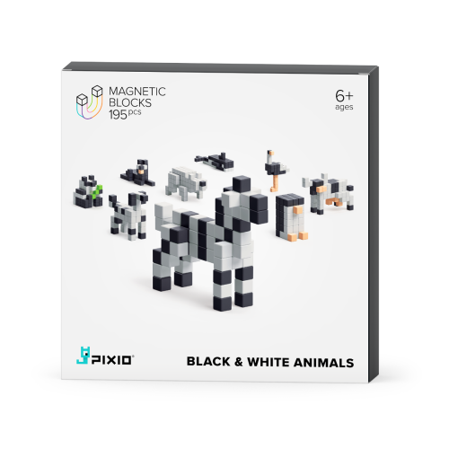 Pixio Juguetes Magnéticos Animales Blanco y Negro 195 Piezas