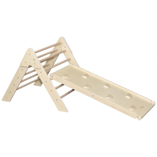 Tryco - Triángulo de escalada de madera con tobogán
